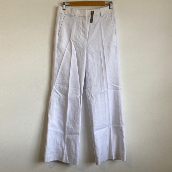 J Crew Womens Carolina flare pant in stretch linen blend Size 2 White Color - Picture 1 of 9